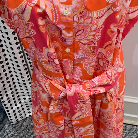 Talbots Vibrant Pink and Orange Paisley Button-Down Dress.  Size 12P. Never worn - Picture 4 of 8